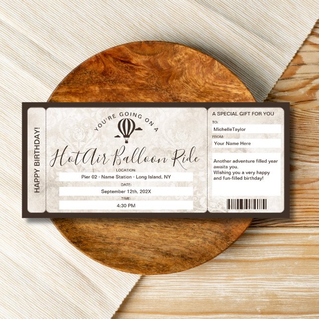 Surprise Boarding pass Ticket Hot Air Balloon Ride Invitation (Creator Uploaded)