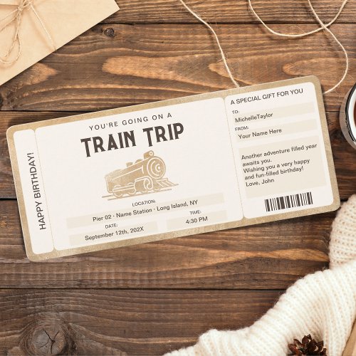 Surprise Boarding pass Ticket Train Trip Invitation