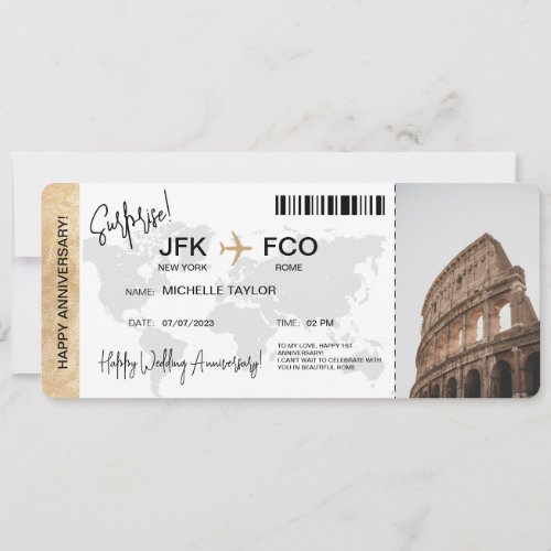 Surprise Boarding Pass Trip Ticket Destination  Invitation