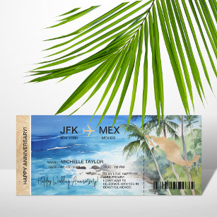 Surprise Boarding Pass Trip Ticket Mexico Invitation