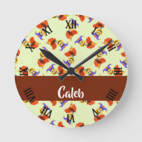 Surprise box toy on green round clock