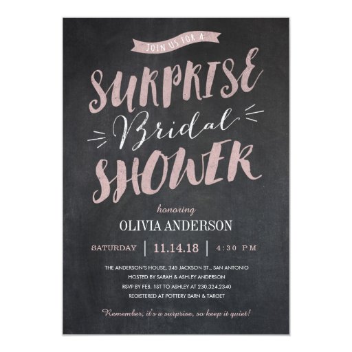 Surprise Bridal Shower Invitations - Chalked | Zazzle