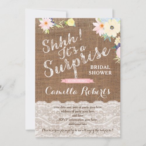 Surprise Bridal Shower or Party Invitation Cards