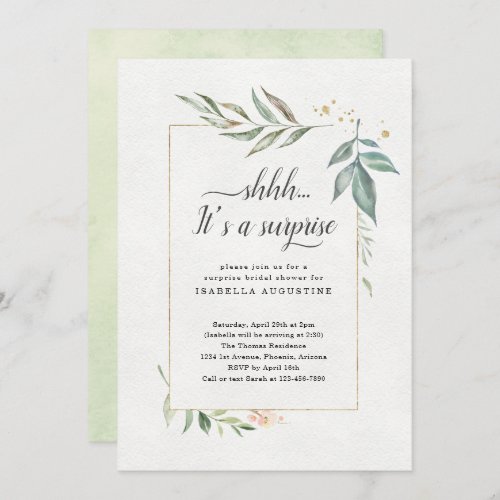 Surprise Bridal Shower Watercolor Floral Invitation