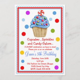 Surprise Candy Cupcake Birthday Invitation