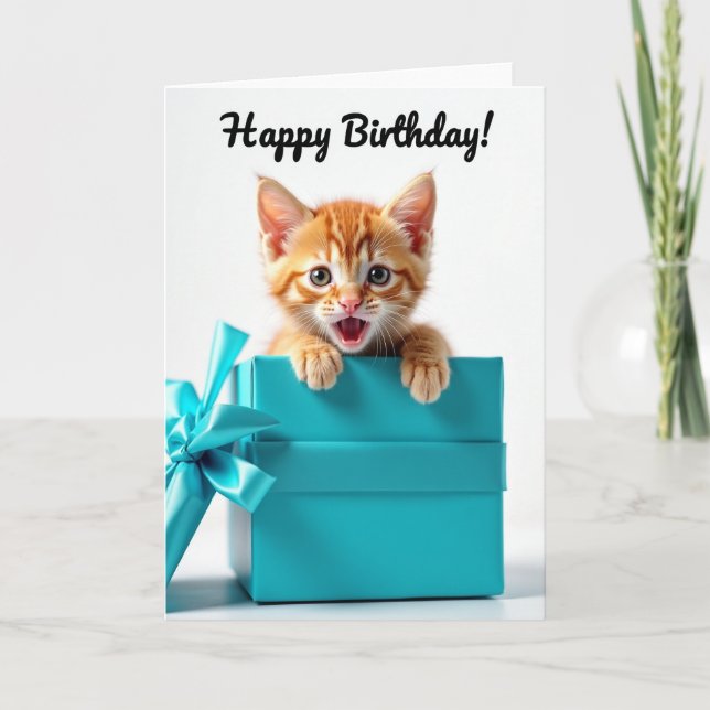 Surprise Cat Birthday Card (Front)