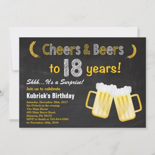 Surprise Cheers and Beers 18th Birthday Invitation