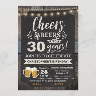 Surprise Cheers and Beers 30th Birthday Invitation