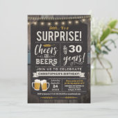 Surprise Cheers and Beers 30th Birthday Invitation (Standing Front)