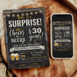 Surprise Cheers and Beers 30th Birthday Invitation<br><div class="desc">Surprise Cheers and Beers 30th Birthday Invitation featuring chalk board and lettering with customize-able age.</div>