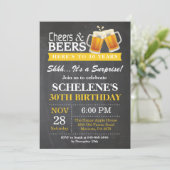 Surprise Cheers and Beers 30th Birthday Invitation (Standing Front)
