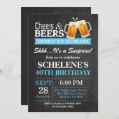 Surprise Cheers and Beers 40th Birthday Invitation (Front/Back)