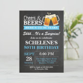Surprise Cheers and Beers 50th Birthday Invitation (Standing Front)