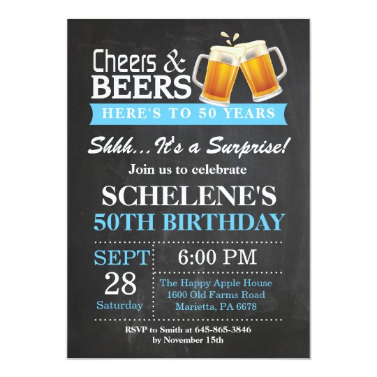 surprise cheers and beers 50th birthday invitation zazzle com