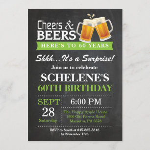Surprise Cheers and Beers 60th Birthday Invitation