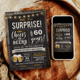 Surprise Cheers and Beers 60th Birthday Invitation