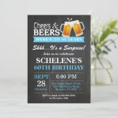 Surprise Cheers and Beers 60th Birthday Invitation (Standing Front)