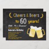 Surprise Cheers and Beers 60th Birthday Invitation (Front/Back)