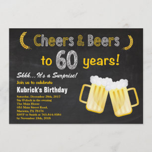 Surprise Cheers and Beers 60th Birthday Invitation