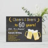 Surprise Cheers and Beers 60th Birthday Invitation (Standing Front)