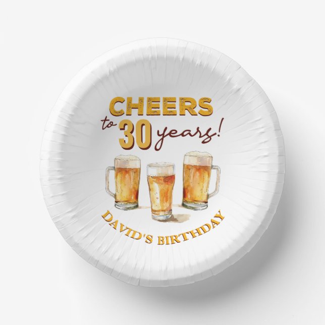 Surprise Cheers and Beers Birthday Party Paper Bowls (Front)
