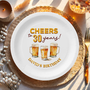 Surprise Cheers and Beers Birthday Party Paper Plates