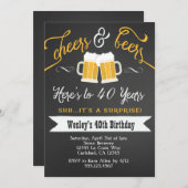 Surprise Cheers & Beers 40th  Birthday Invitation (Front/Back)