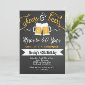 Surprise Cheers & Beers 40th  Birthday Invitation (Standing Front)