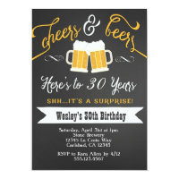 Surprise Cheers & Beers Birthday Party Invitation