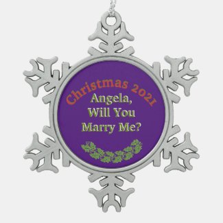 SURPRISE CHRISTMAS PROPOSAL ON PEWTER ORNAMENT