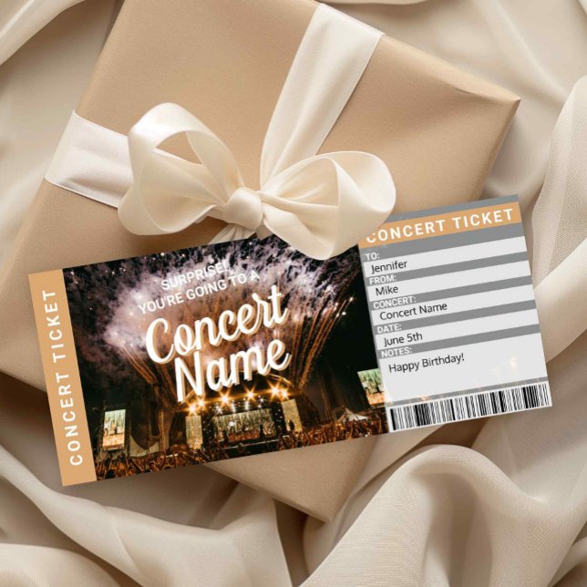Surprise Concert Gift Ticket Music Event Card (Surprise Concert Ticket Printable)