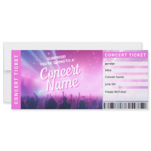 Surprise Concert Gift Ticket Music Reveal Card