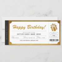 Surprise Concert Gold Gift Ticket Invitation