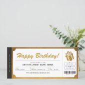 Surprise Concert Gold Gift Ticket Invitation (Standing Front)
