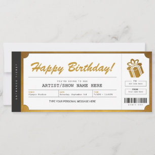 Surprise Concert Gold Gift Ticket Invitation