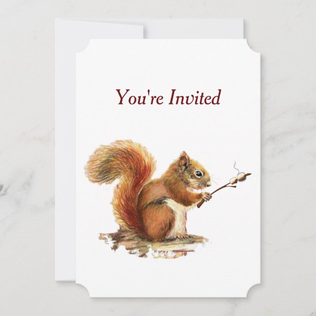 Surprise Cookout BBQ Birthday Squirrel Humor Invitation (Front)