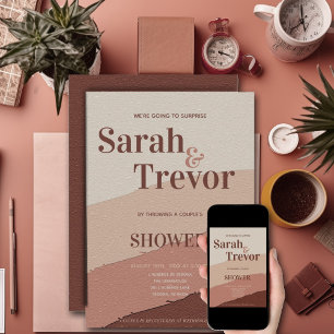 Surprise Couple's Shower Deep Rust Invitation