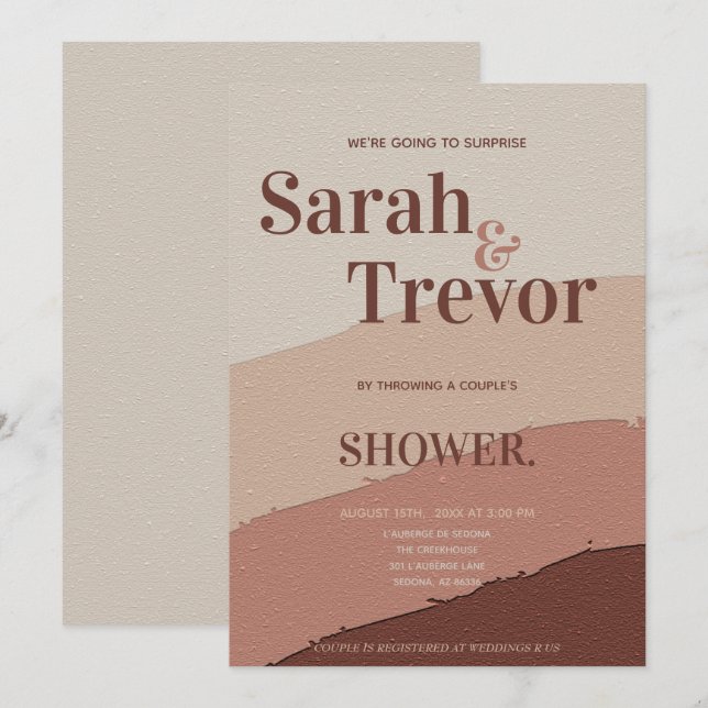 Surprise Couple's Shower Ivory Almond Cream Invitation (Front/Back)