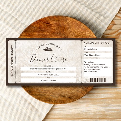 Surprise Coupon Boarding Pass Ticket Cruise Dinner Invitation