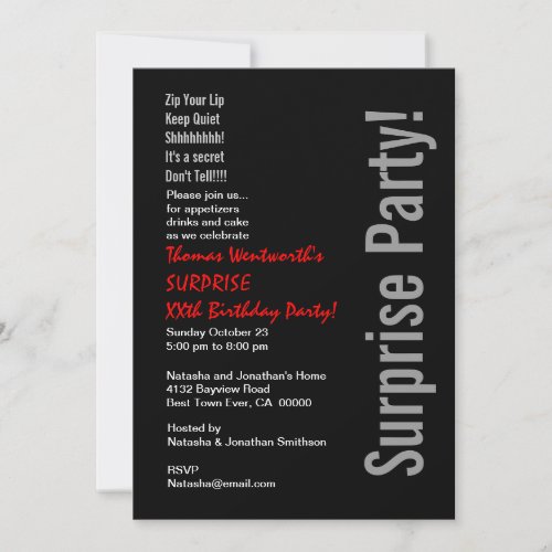 SURPRISE Custom Year Birthday Modern Template Custom Invite