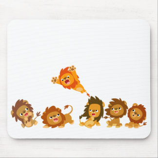 "Surprise!!" Cute Cartoon Lions Mousepad