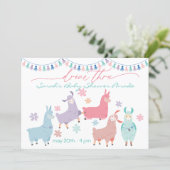 Surprise Dancing Llamas Drive Through Baby Shower Invitation (Standing Front)