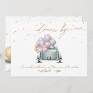 Surprise Drive By Gold Baby Shower Parade Invitation