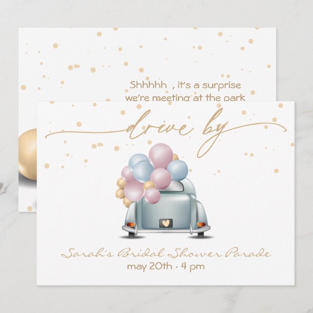 Surprise Drive Through Bridal Shower Parade Invitation (Front/Back)