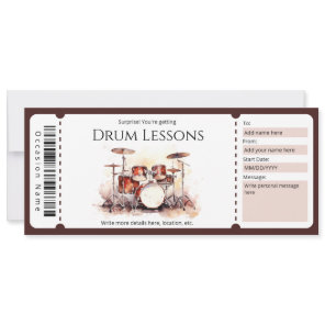 Surprise Drum Lessons Gift Certificate Template