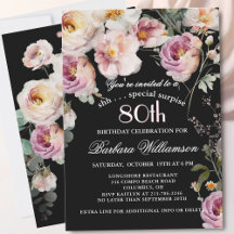 SURPRISE Elegant Floral 80th Birthday Party