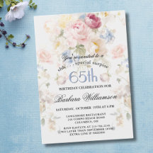 SURPRISE Elegant Painted Floral 65th Birthday 