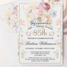 SURPRISE Elegant Painted Floral 85th Birthday 