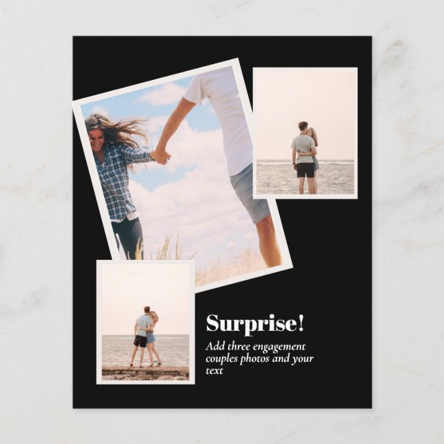 SURPRISE! Engagement PHOTO COLLAGE BUDGET Flyer (Front)