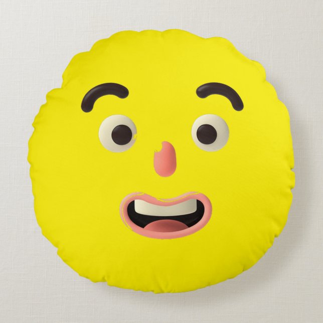 Surprise Face – Fun Round Pillow (Front)